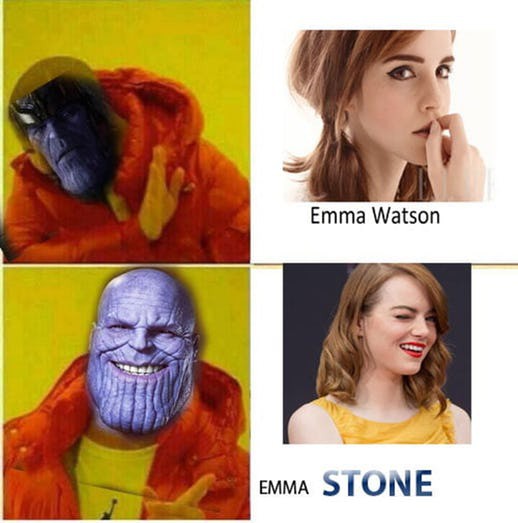 Bị ám ảnh bởi những viên đá nên Thanos chỉ chấm ai có chữ Stone thôi nhé!
