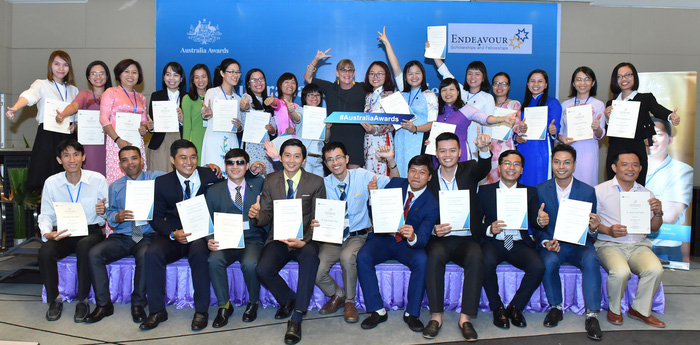 ác học viên nhận học bổng chính phủ Úc năm 2017 trước thời điểm lên đường du học - Ảnh: M.G.
