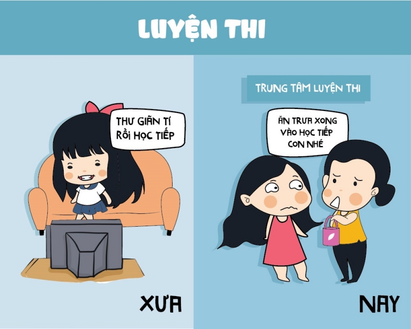 Khác với ngày xưa có thời gian thư giãn trong thời gian luyện thi, các sĩ tử bây giờ ôn tập suốt cả ngày ở các "lò luyện".