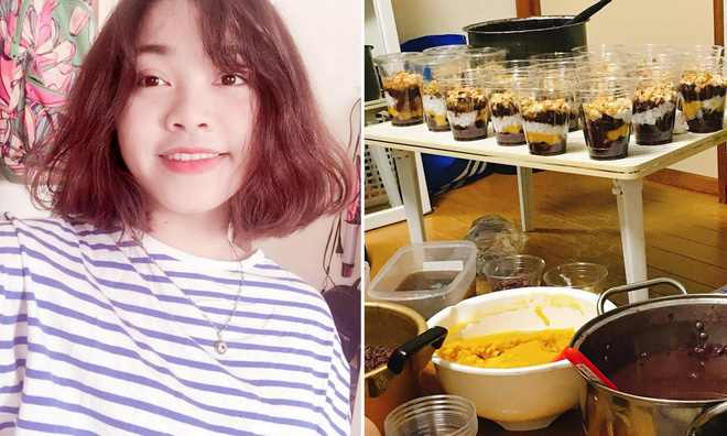 Thảo và “gánh” chè vừa ra đời 2 tuần của mình.