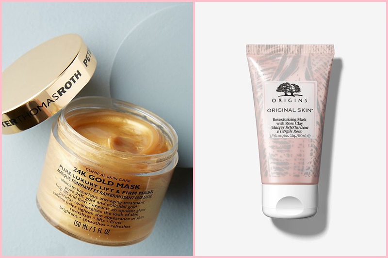Peter Thomas Roth 24K Gold Mask Pure Luxury Lift & Firm Mask (1,8 triệu VNĐ) và Origins Original Skin Retexturizing Mask With Rose Clay (780.000 VNĐ)