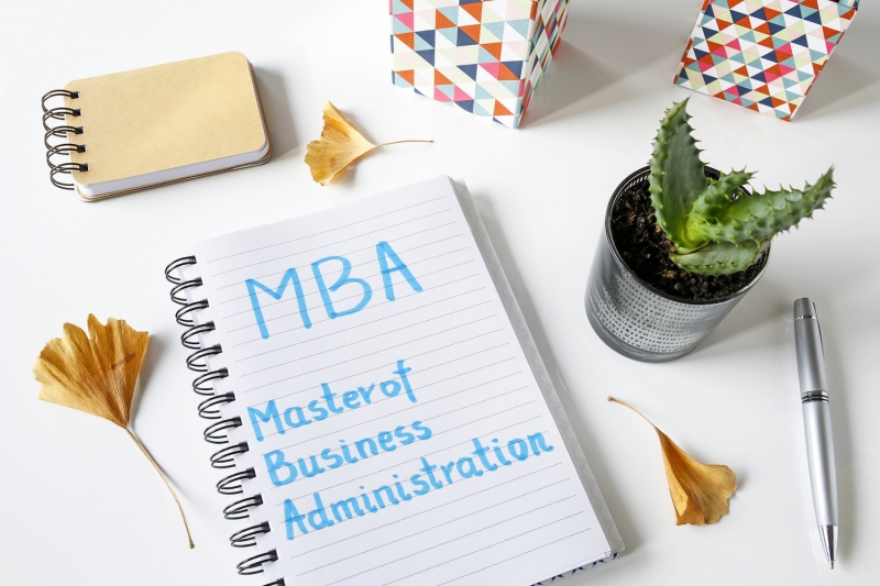 MBA Master of Business Administration written in notebook