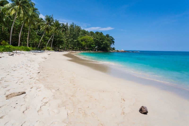 Bãi biển Freedom là viên ngọc quý trên đảo Phuket. Để đến đây, du khách phải băng qua một con dốc cao hoặc chèo thuyền vào. Những nỗ lực của họ sẽ được đáp lại bằng dải cát trắng dài 300 m với khung cảnh xung quanh là biển xanh bao la và rừng rậm bạt ngàn.