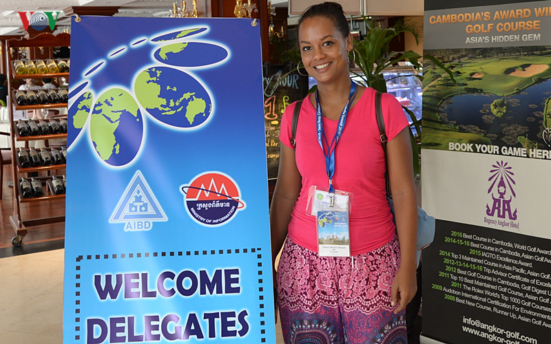 Đại biểu của truyền thông Seychelles, Sherlyn, có mặt tại Campuchia để dự Hội nghị Thượng đỉnh Truyền thông châu Á (AMS) 2019. Ảnh: Trung Hiếu.
