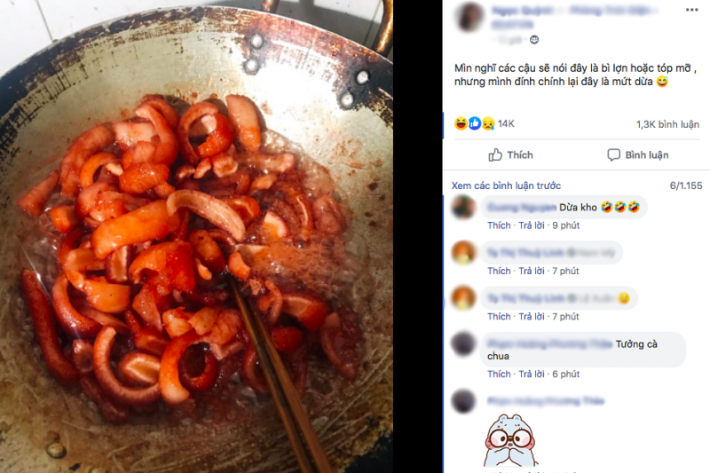 Bài đăng thu hút hơn 14k lượt react và 1,3k bình luận. Đa phần đều phải bật cười trước mẻ mứt dừa của cô nàng.