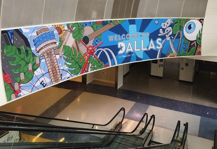 Góc sân bay quốc tế ở Dallas không bóng người. Ảnh: Nhân vật cung cấp.