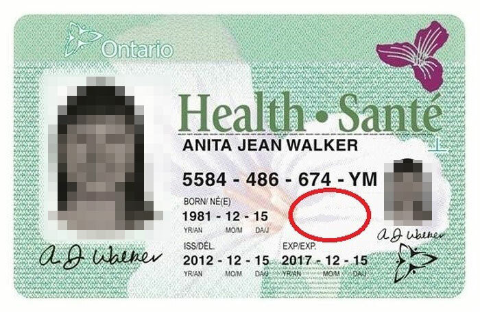 Thẻ bảo hiểm y tế tại Ontario.