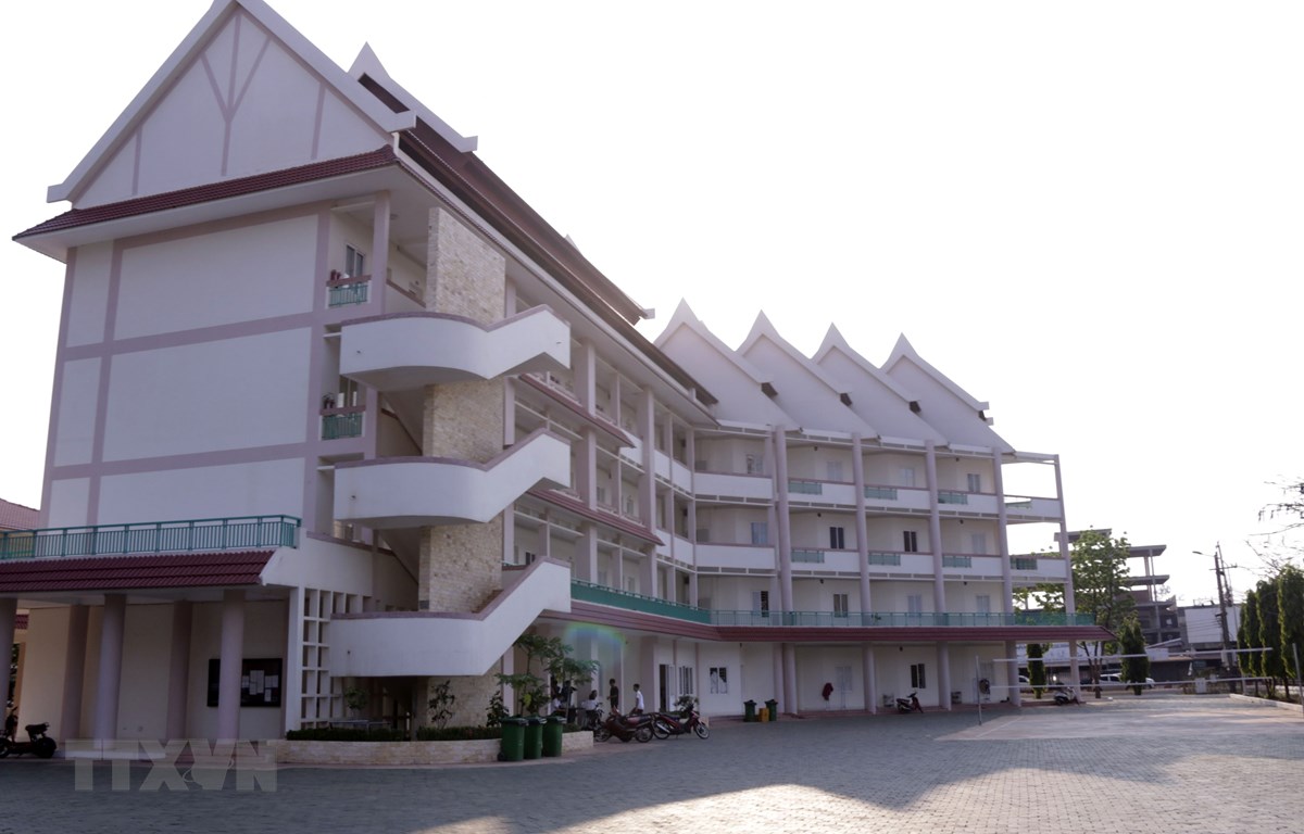 Một góc khu ký túc xá của Đoàn lưu học sinh Việt Nam tại Trường Đại học Quốc gia Lào ở thủ đô Viêng Chăn. (Ảnh: Phạm Kiên/Phóng viên TTXVN tại Lào)