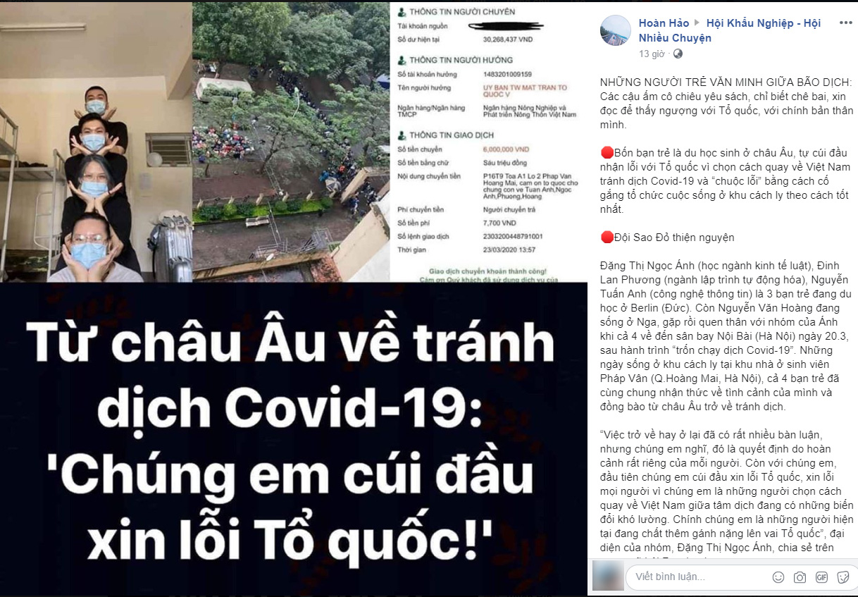 Những hành động của nhóm bạn trẻ là du học sinh tại Đức và Nga trở về đã lan tỏa trên nhiều trang mạng xã hội.