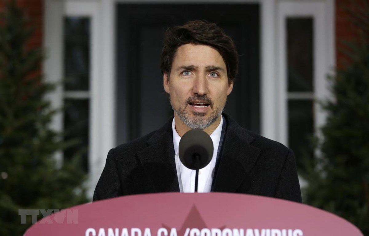 Thủ tướng Canada Justin Trudeau phát biểu với báo giới tại Ottawa ngày 29/3/2020. (Ảnh: AFP/TTXVN)