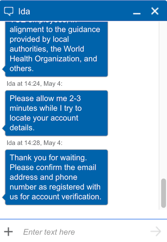 Admin yêu cầu cung cấp email và số điện thoại đã đăng ký trước đó khi đặt lịch thi PTE