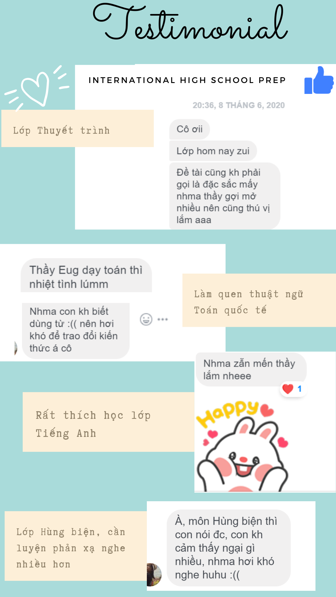 Những phản hồi tích cực và yêu thích của các học sinh với thầy cô giáo