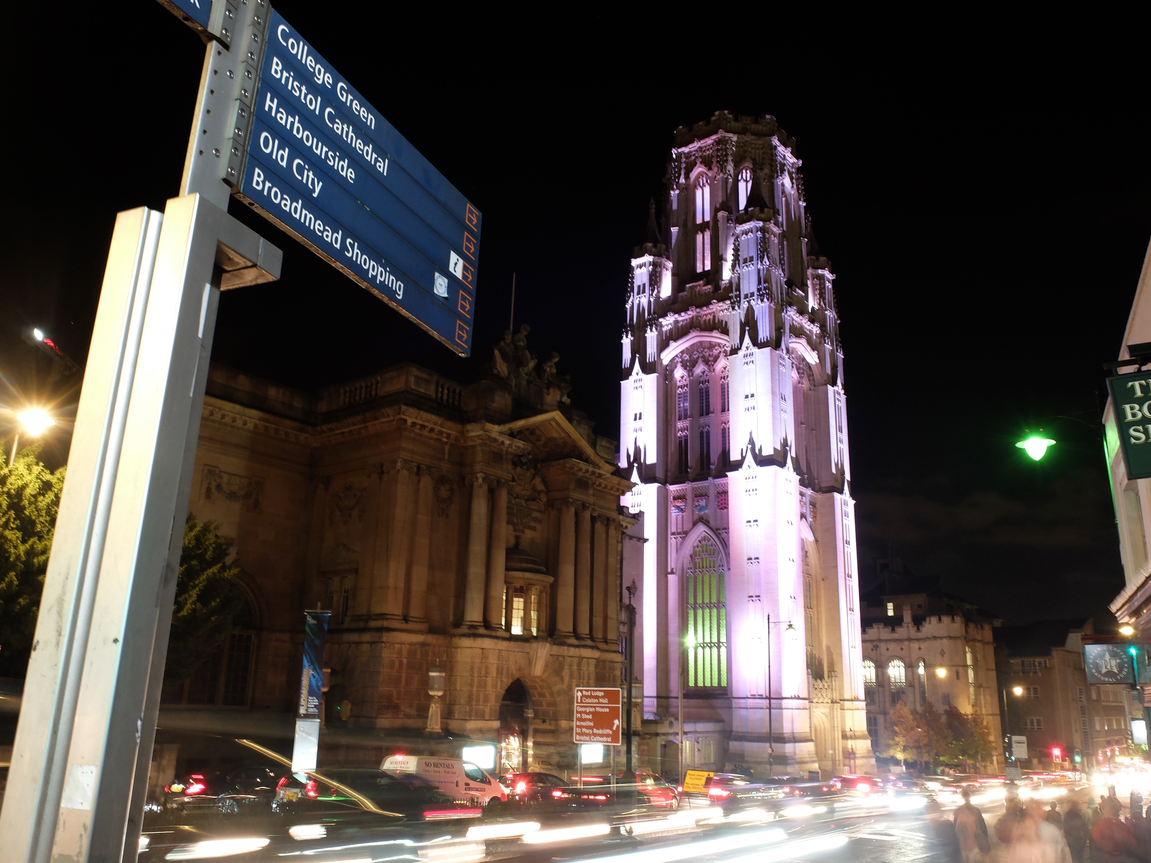 The Wills Memorial Building house lit up for Welcome Week 2017